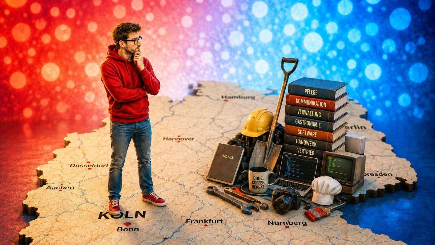 Man on map of Germany
