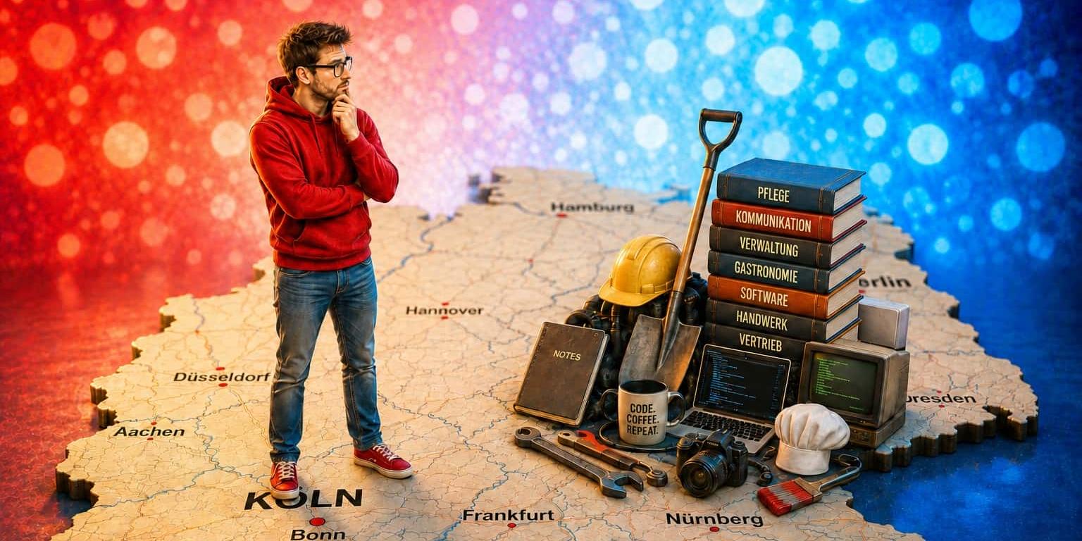 Man on map of Germany