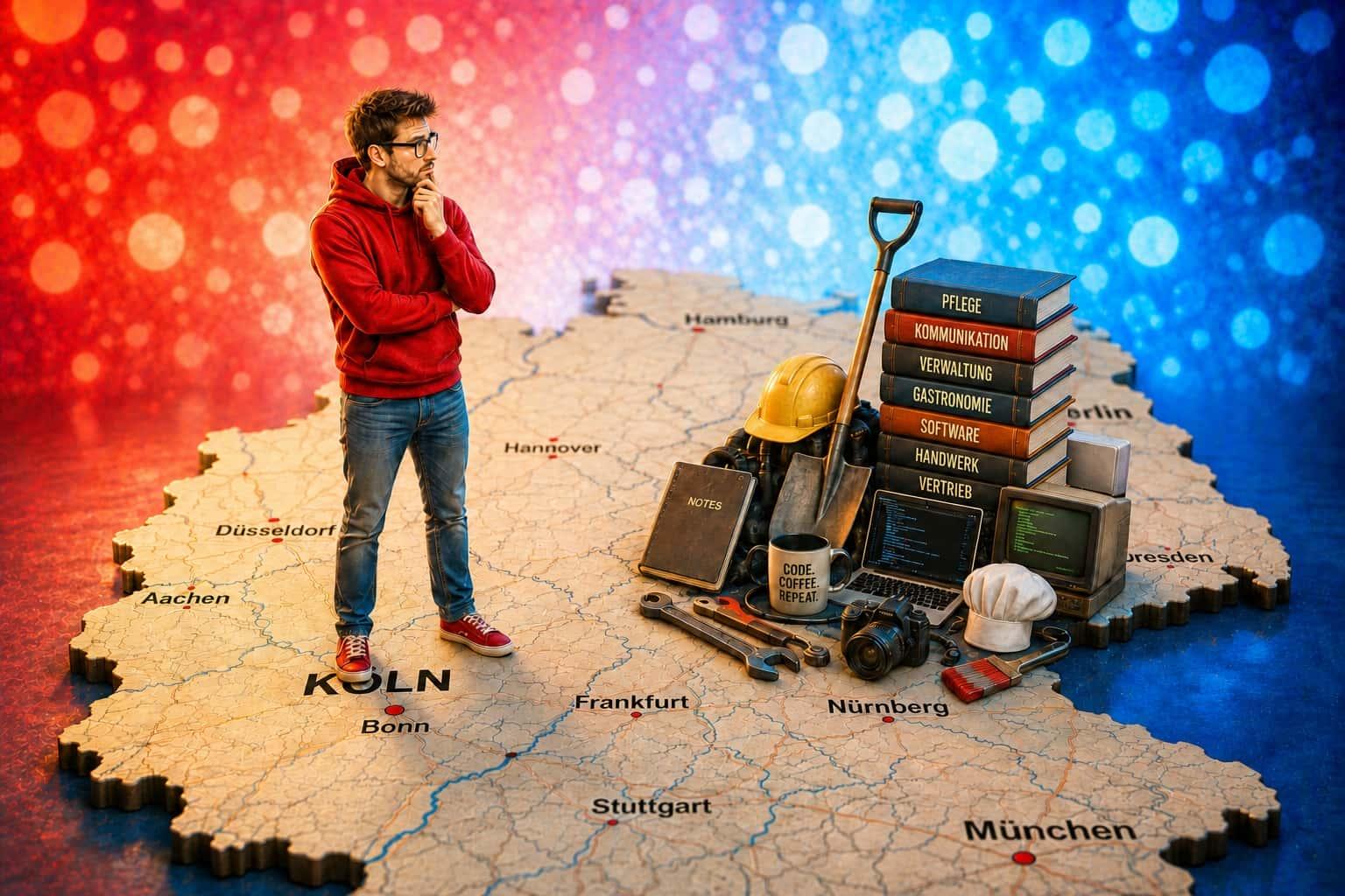 Man on map of Germany