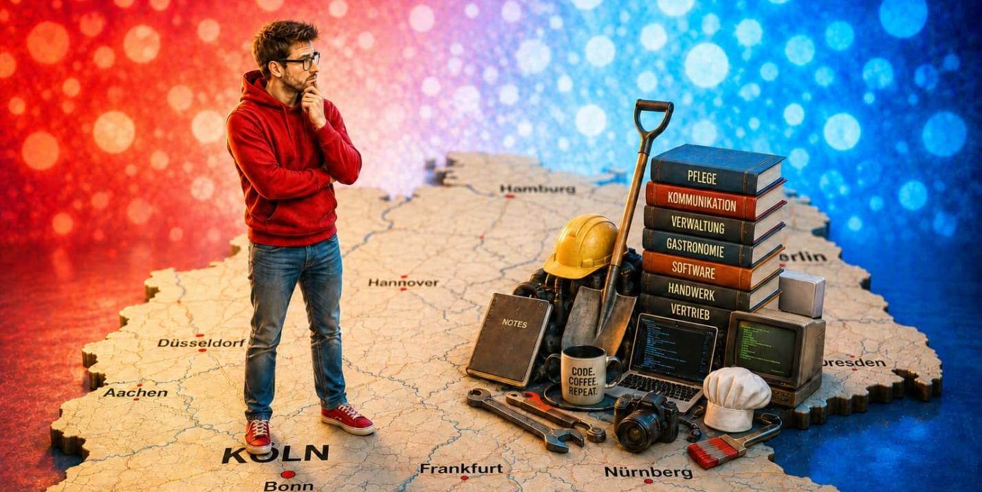 Man on map of Germany