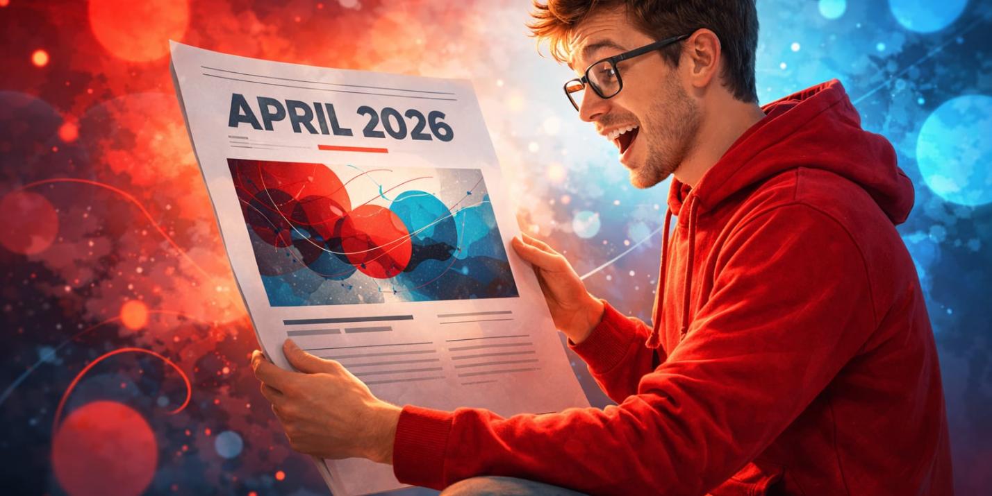 Man with page showing an article with prominent date