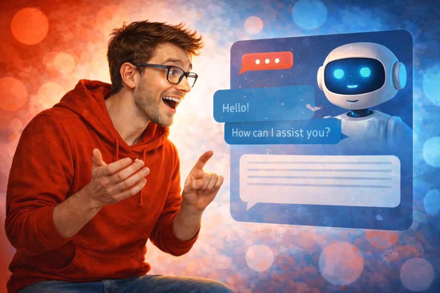 Man communicates with ChatBot