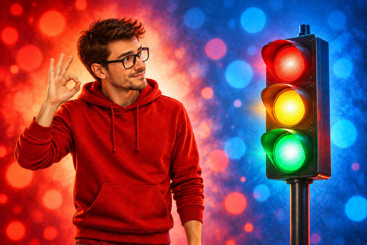 Mann und Ampel