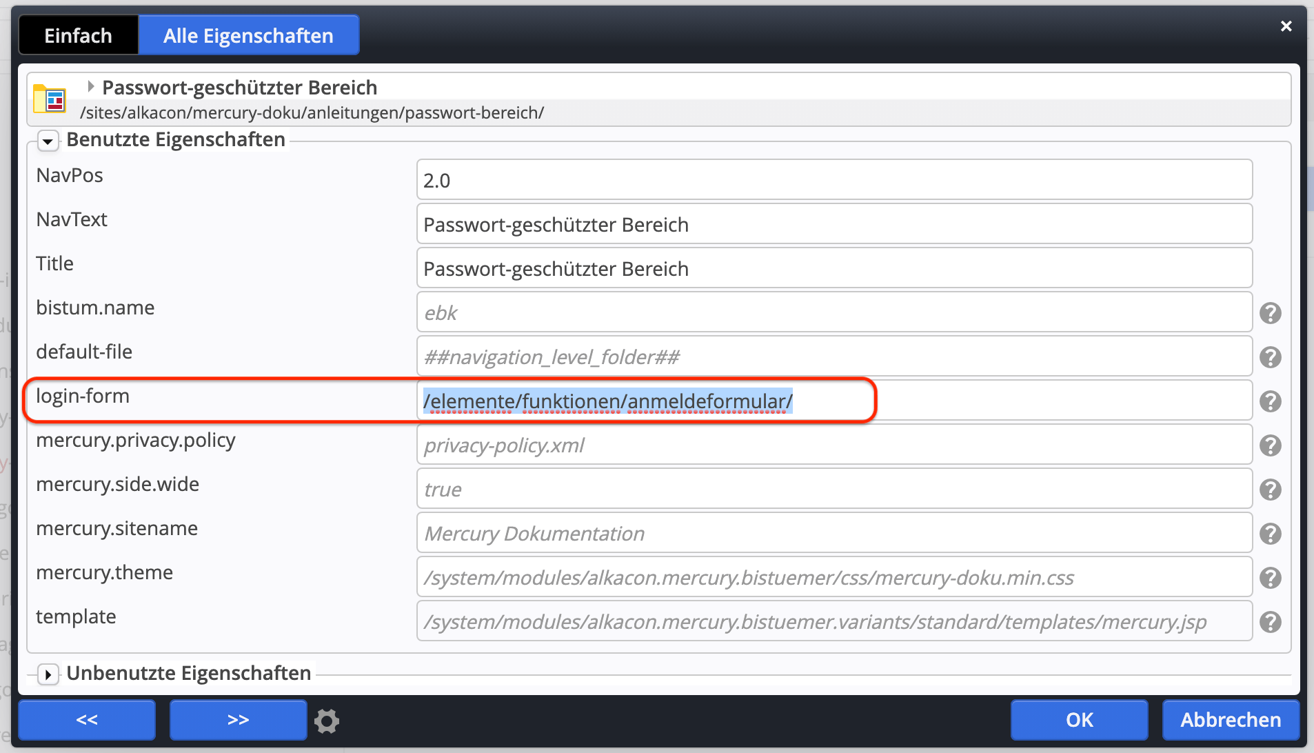 Setting the login-form property