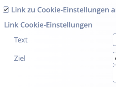 Konfiguration Link zu Cookie Einstellungen