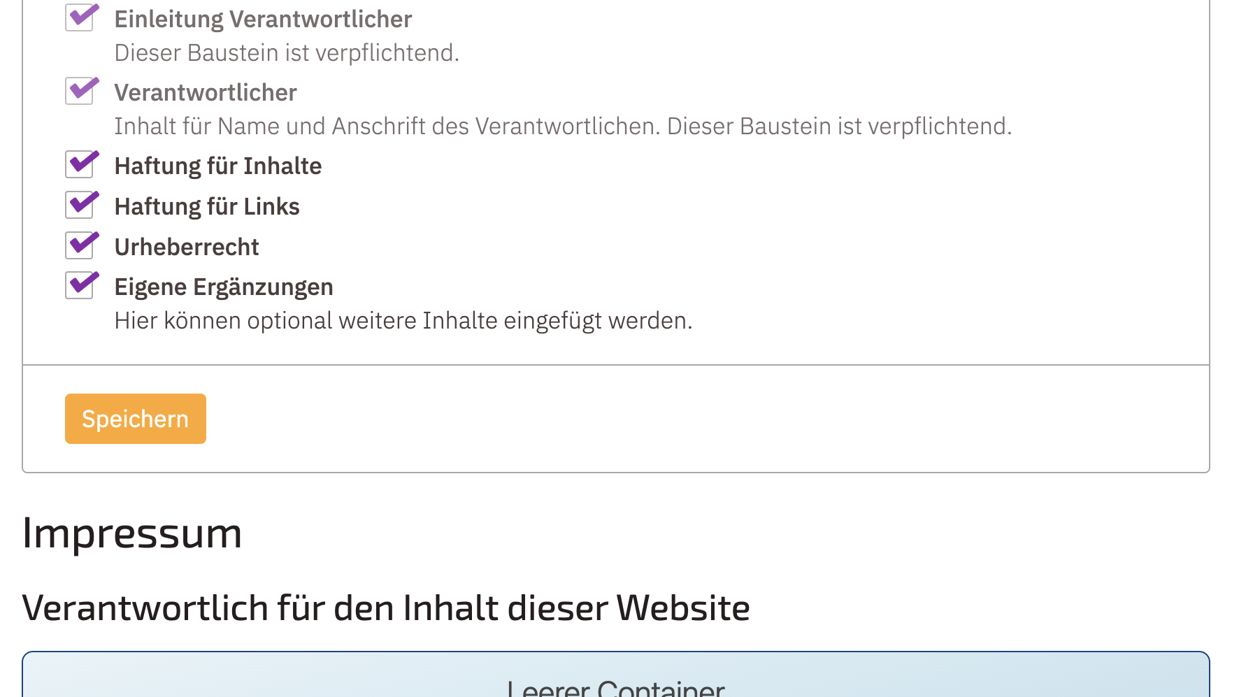 Datenschutz-Baukasten - Auswahl der Bausteine