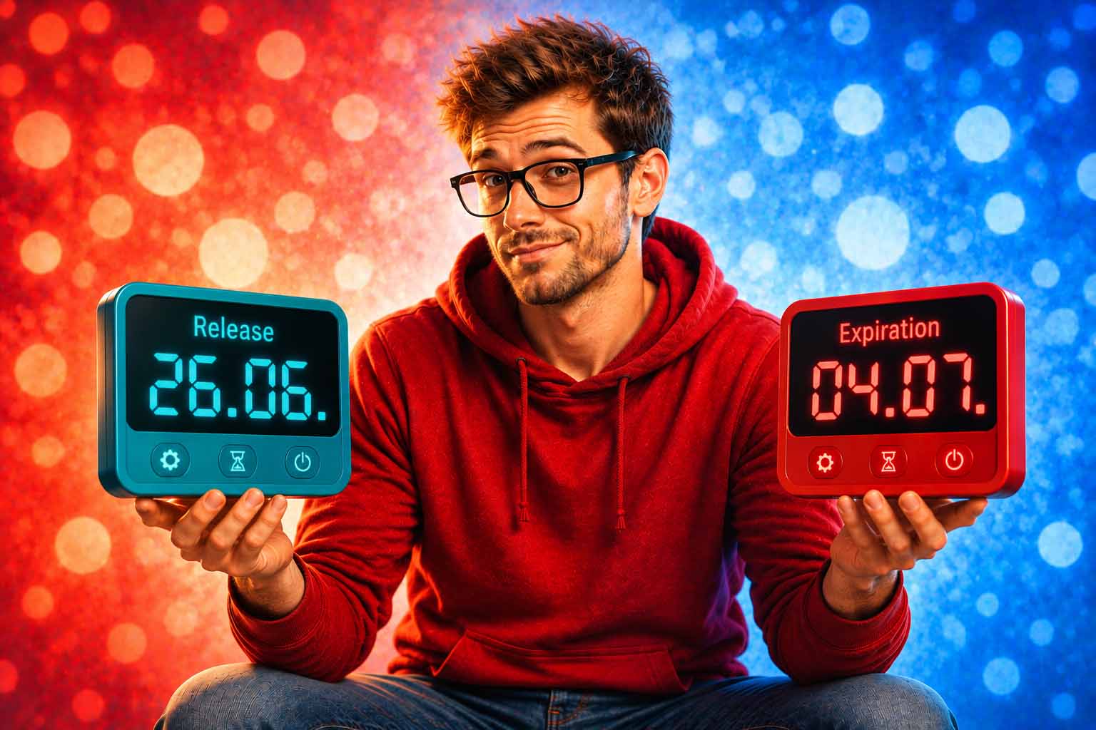 Man with release and expiration date timers